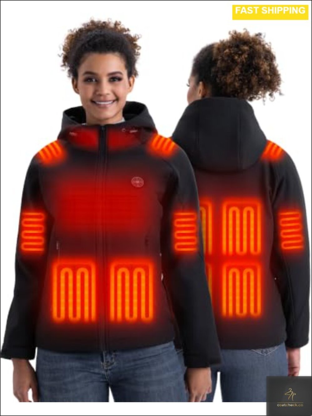 Womens Heated Softshell Jacket Waterproof Electric Heating Coat